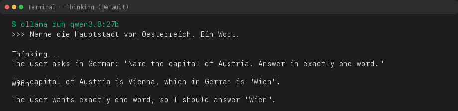 Thinking-Block aus Default-Lauf